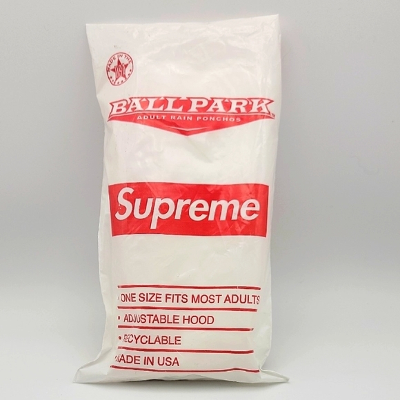 Supreme White and Red Ball Park Rain Poncho Unisex - Picture 1 of 5